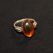 Vintage silver ring with amber